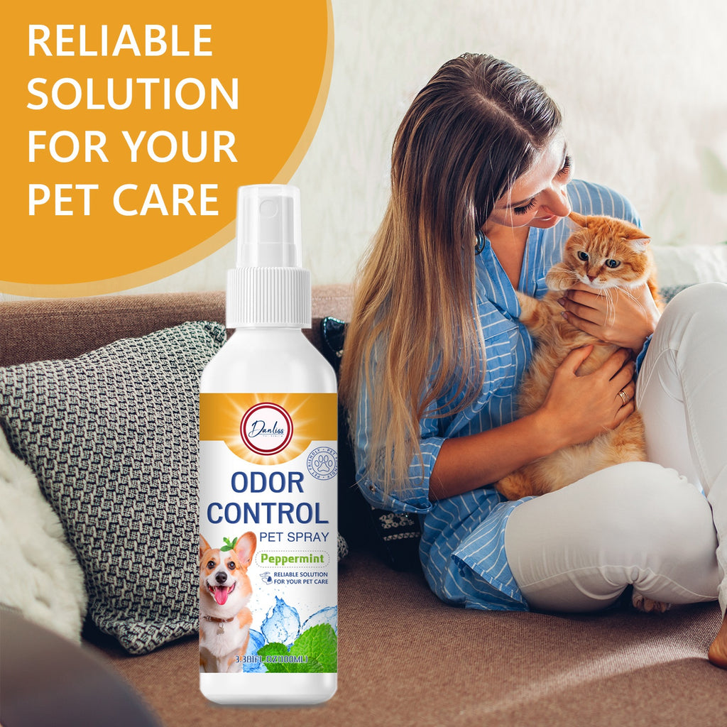 Long-Lasting Pet Deodorizer Spray - Antibacterial Fresh Scent for Dogs & Cats