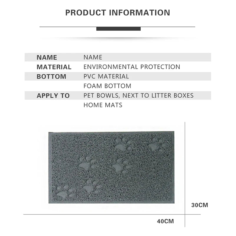 Waterproof Cat Litter Mat - Non-Slip Paw Print Design with Easy Clean PVC Surface for Home & Car