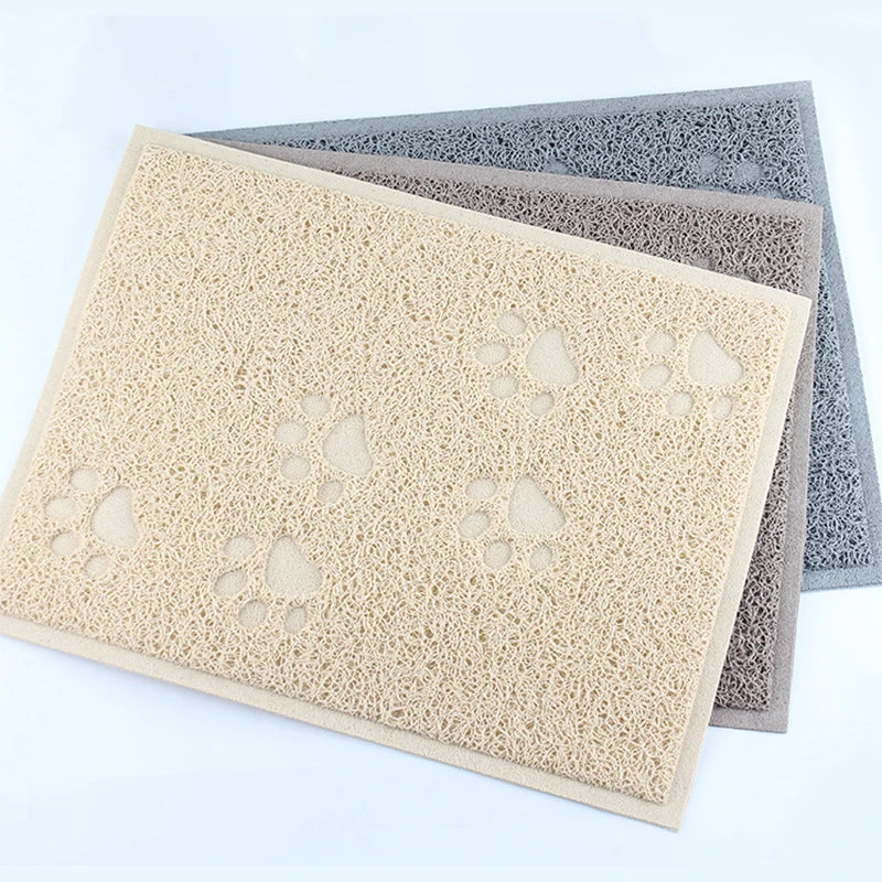 Waterproof Cat Litter Mat - Non-Slip Paw Print Design with Easy Clean PVC Surface for Home & Car