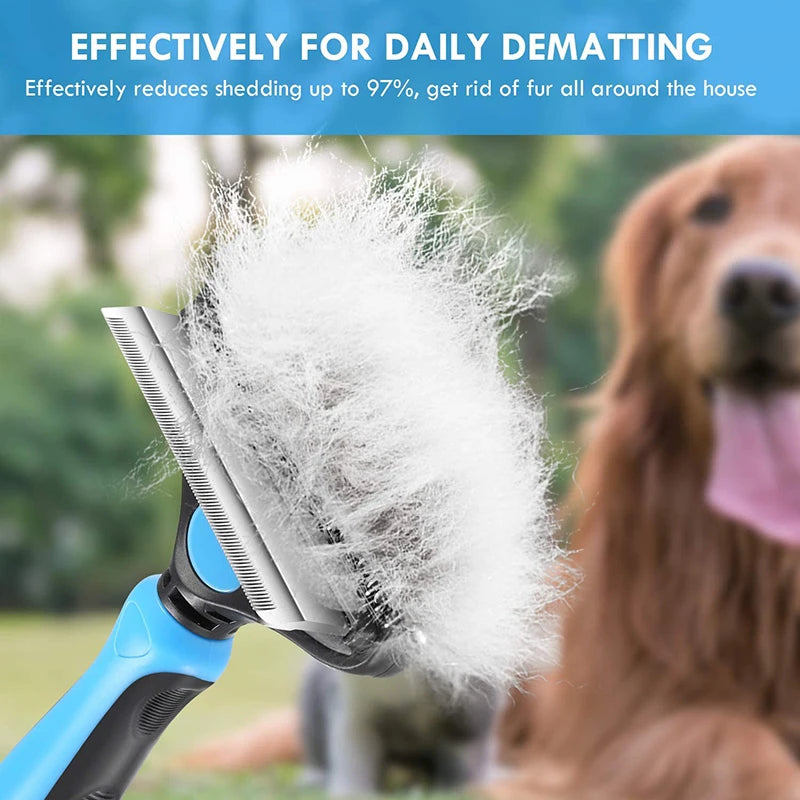 Benepaw Professional 2-in-1 Dog Grooming Comb Rake - Double-Sided Dematting Tool with Comfortable Grip