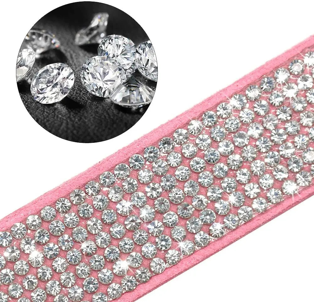 Luxury Rhinestone Pet Harness with Soft Suede Bow - Adjustable Crystal Bling Dog Harness