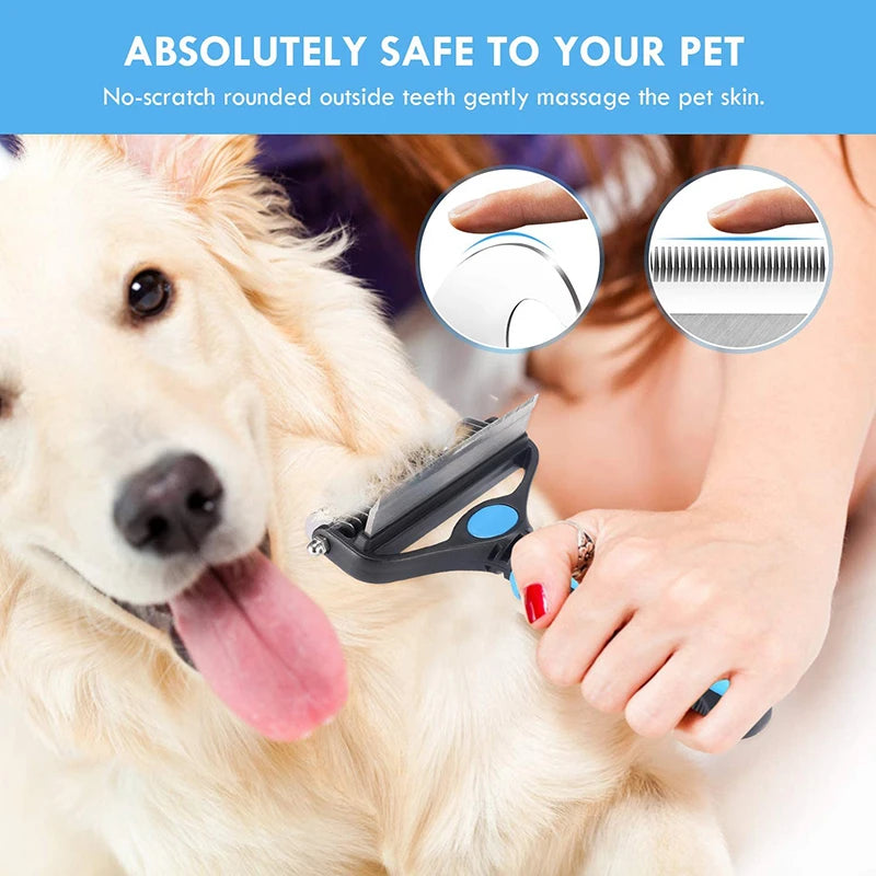 Benepaw Professional 2-in-1 Dog Grooming Comb Rake - Double-Sided Dematting Tool with Comfortable Grip