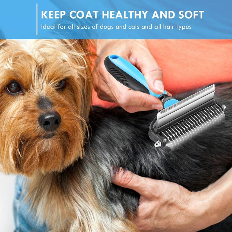Benepaw Professional 2-in-1 Dog Grooming Comb Rake - Double-Sided Dematting Tool with Comfortable Grip