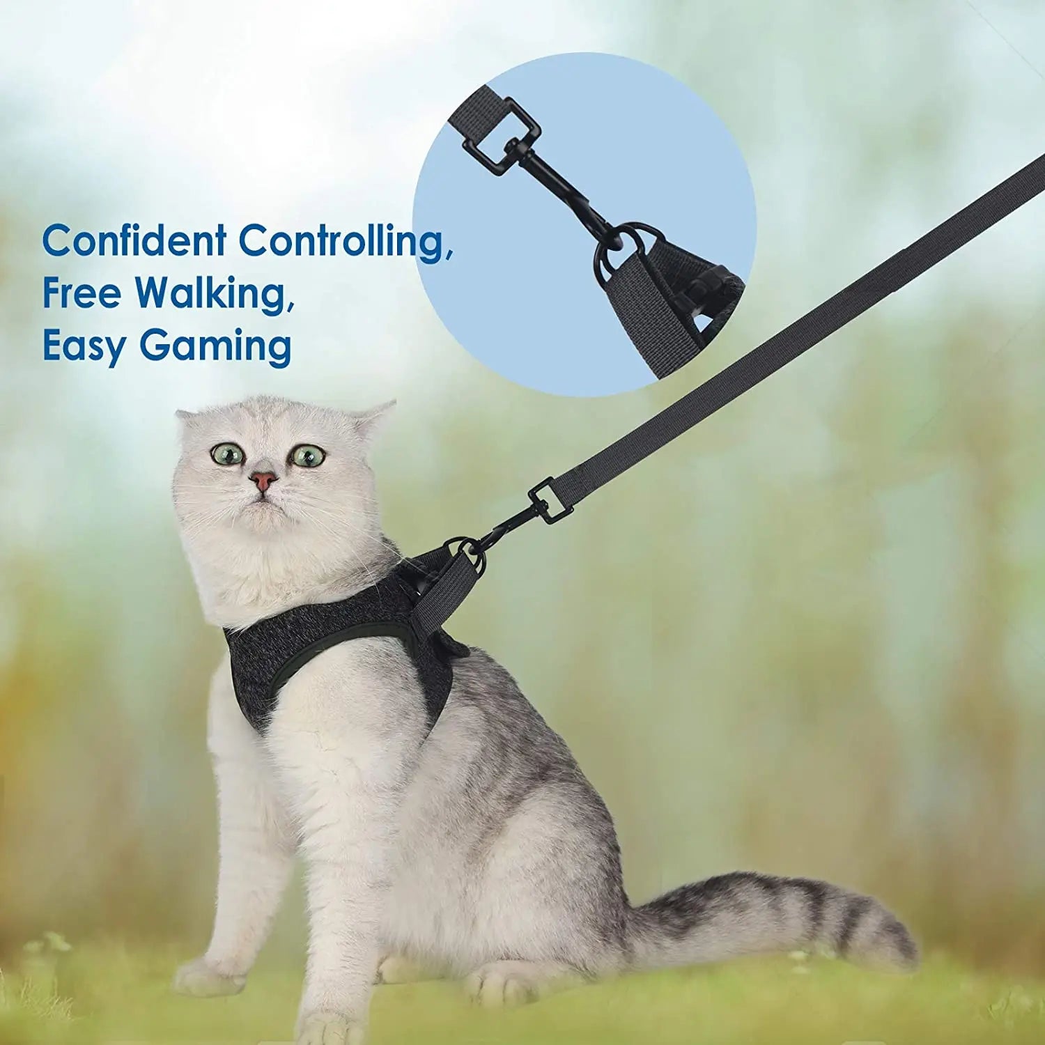 Adjustable Anti-Escape Cat Harness - Lightweight Breathable Soft Vest for Kittens & Small Cats with Leash