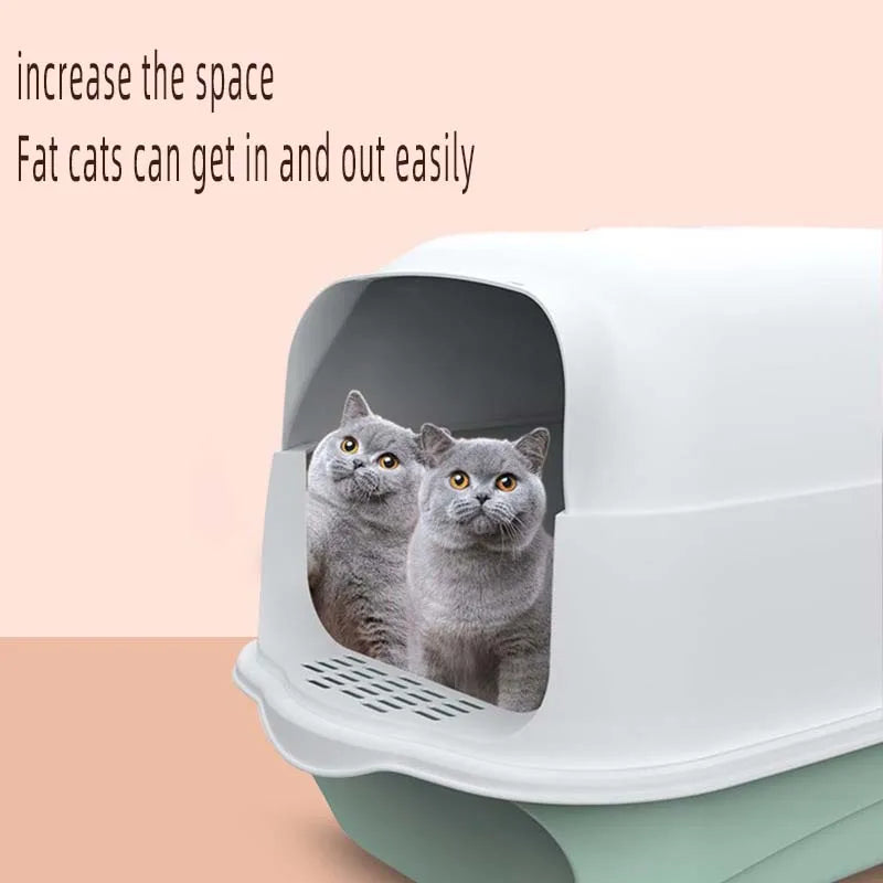 Large Enclosed Cat Litter Box - Odor Control & Spillproof Design with Scoop