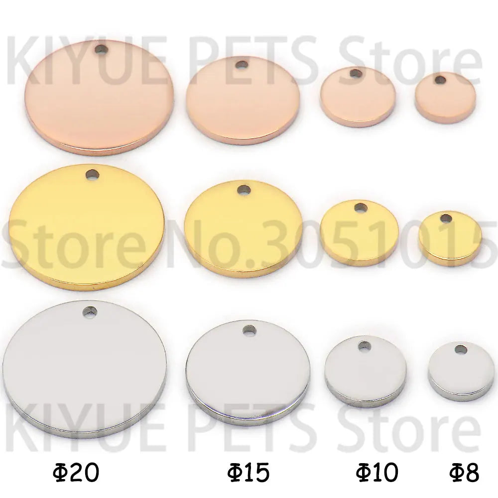 Blank Stainless Steel Pet ID Tags - 100 Pack Engravable Dog Tags for Custom Personalization