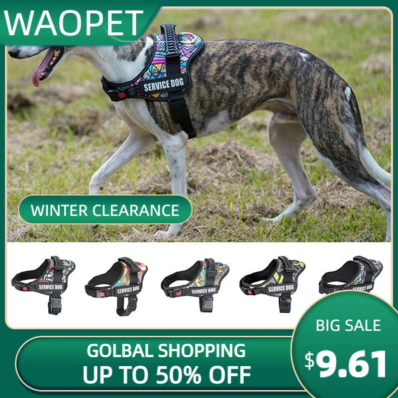 Customizable Dog Harness with Control Handle - Personalized Patches & Easy Adjustable Design for Small, Medium & Large Dogs