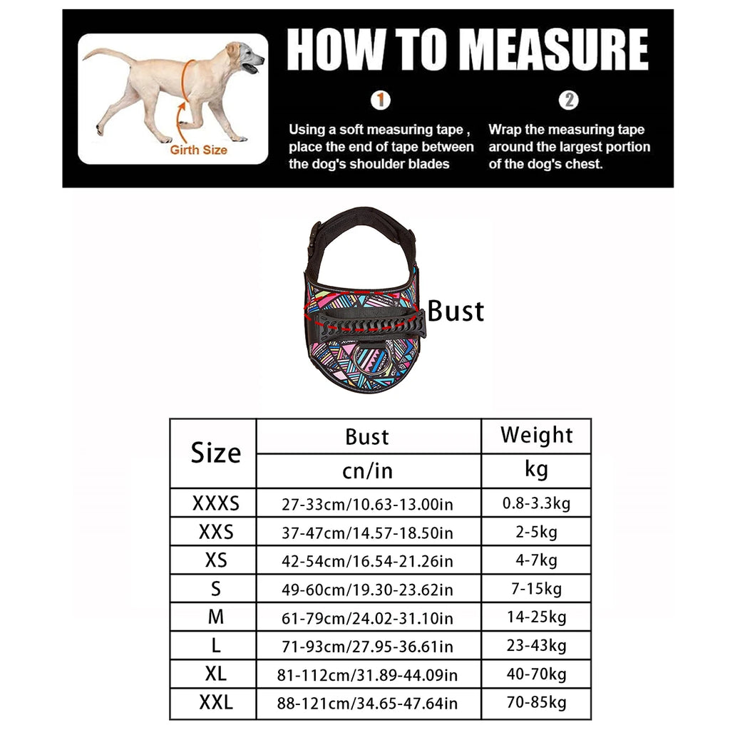 Customizable Dog Harness with Control Handle - Personalized Patches & Easy Adjustable Design for Small, Medium & Large Dogs