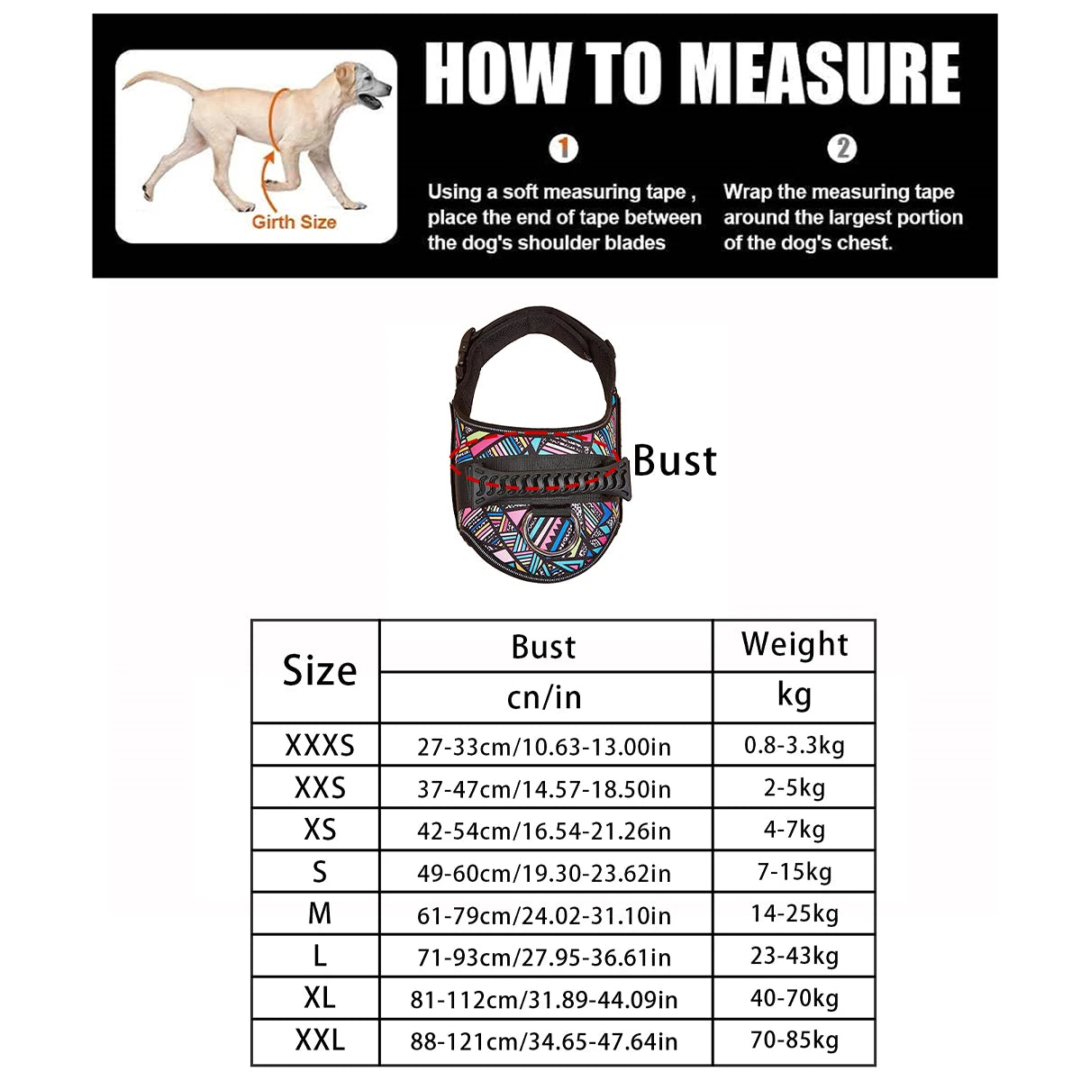 Customizable Dog Harness with Control Handle - Personalized Patches & Easy Adjustable Design for Small, Medium & Large Dogs