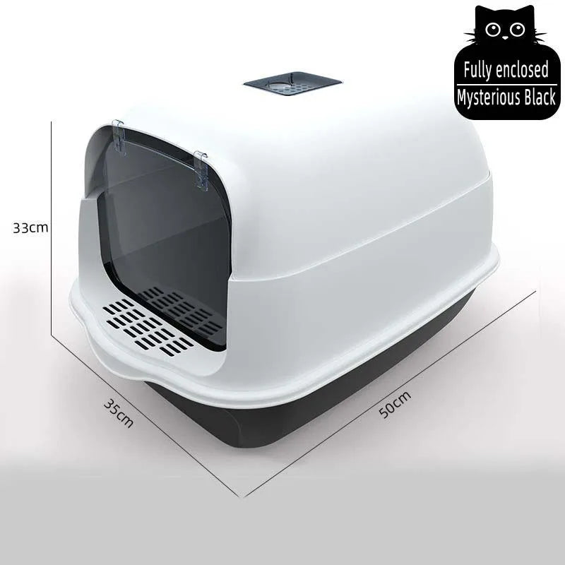 Large Enclosed Cat Litter Box - Odor Control & Spillproof Design with Scoop