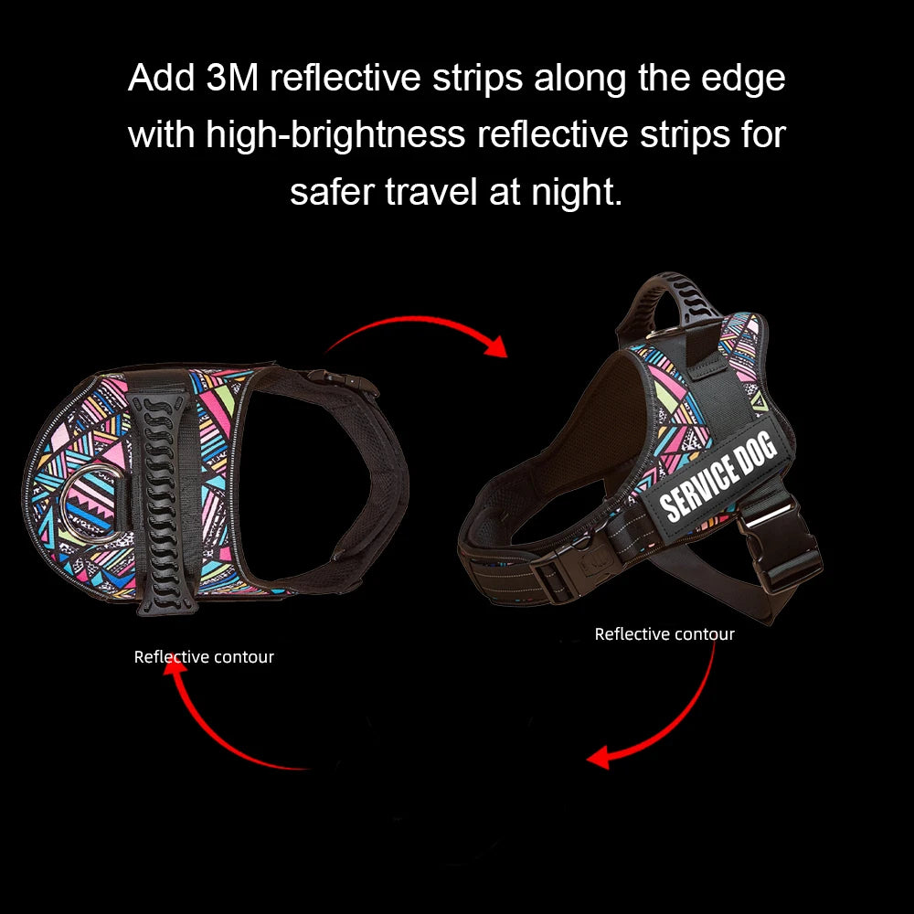 Reflective No-Pull Dog Harness Vest with Customizable Tags - Safe Training & Walking Gear