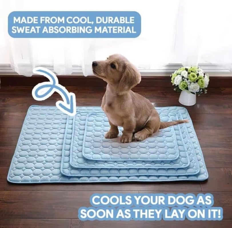 Cooling Ice Silk Pet Mat - Breathable Summer Dog Bed Pad with Anti-Slip Base