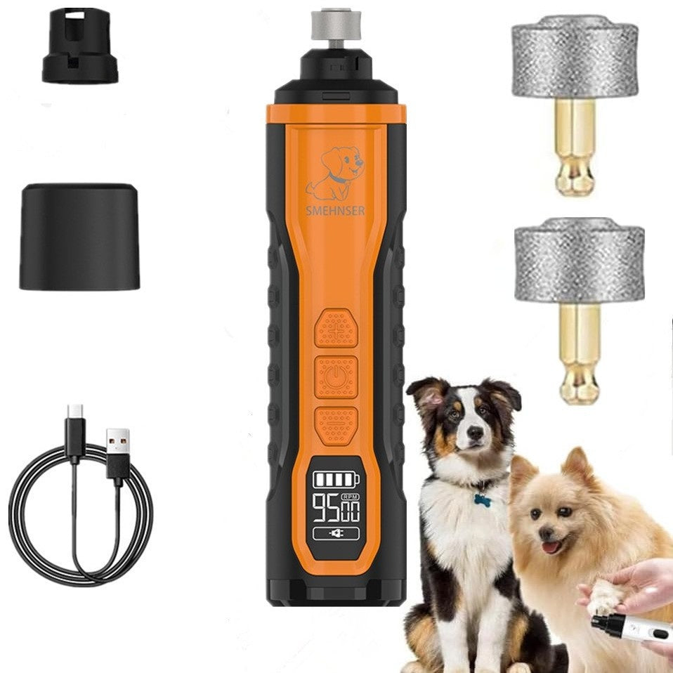 USB Rechargeable Pet Nail Grinder - Quiet Electric Nail Trimmer for Dogs & Cats