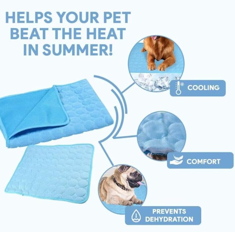 Cooling Ice Silk Pet Mat - Breathable Summer Dog Bed Pad with Anti-Slip Base
