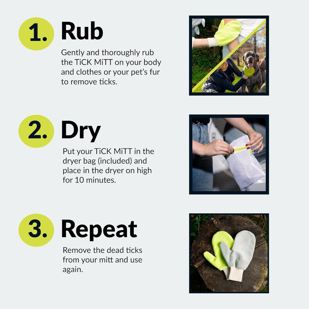 Pet Grooming Gloves - Safe Tick, Flea & Lice Removal Tool for Dogs & Cats