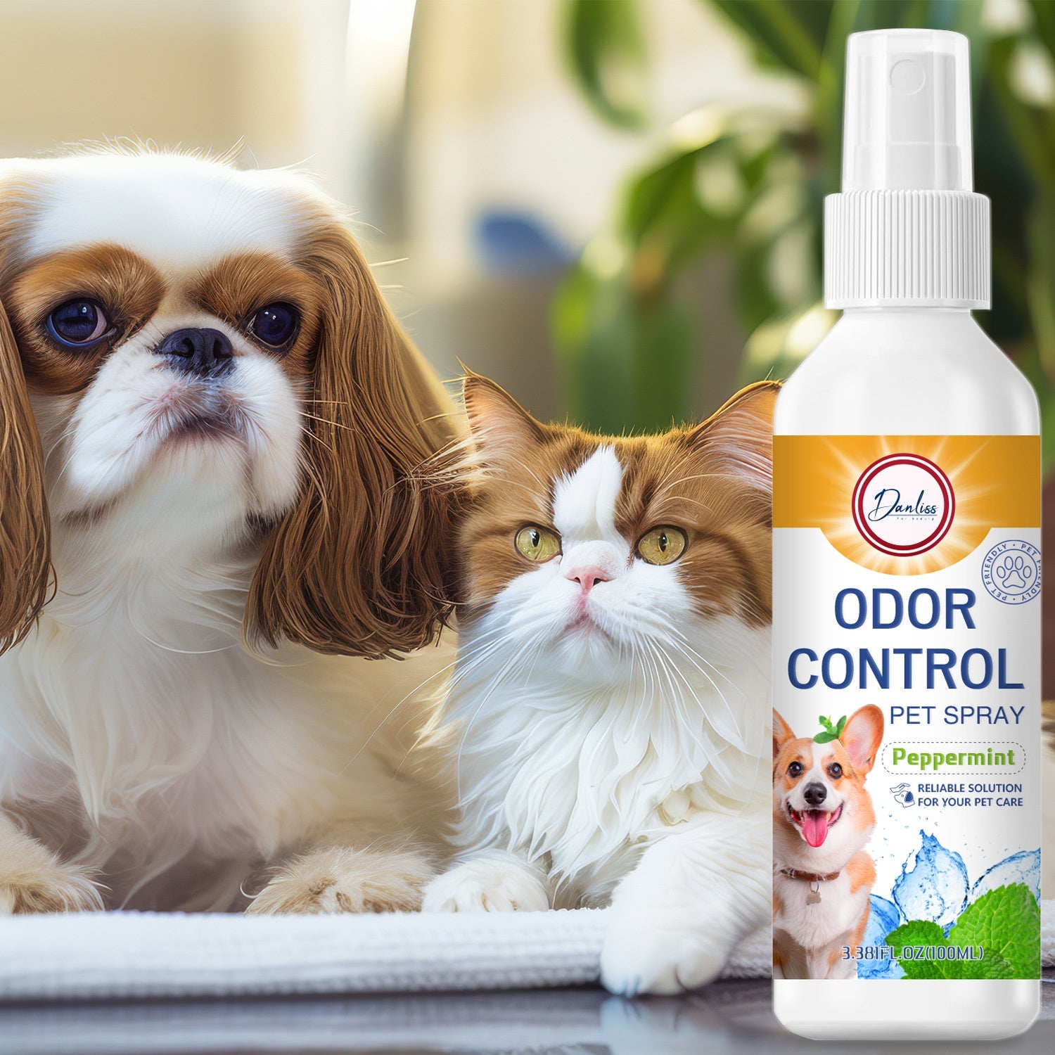 Long-Lasting Pet Deodorizer Spray - Antibacterial Fresh Scent for Dogs & Cats