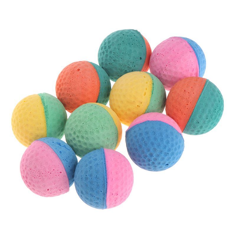 Soft Elastic Pet Toy Balls - 10 Pack Safe Bouncy Balls for Dogs & Cats